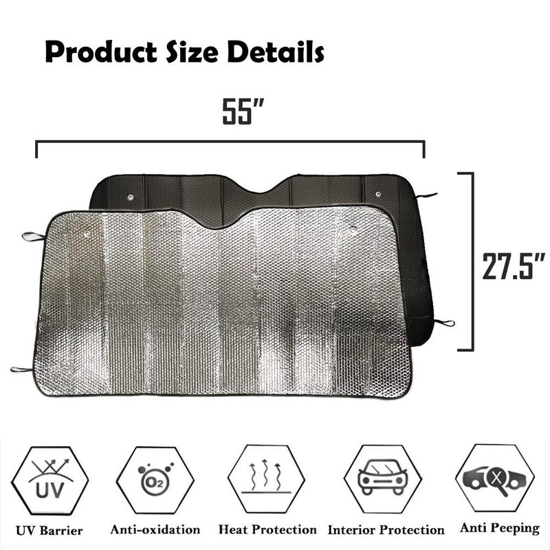 BIGANT Big Ant Car Windshield Sunshade UV Ray Reflector Auto Window Sun Shade Visor Shield Cover, Keeps Vehicle Cool- Sliver (55" x 27.5") - Image 2